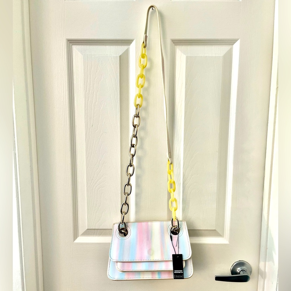 House of Want “We Are Iconic” Flap NWT pastel stripes